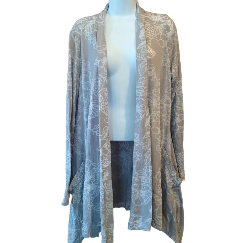 Chalet crinkled beige/cream floral open front cardigan cover size L_5